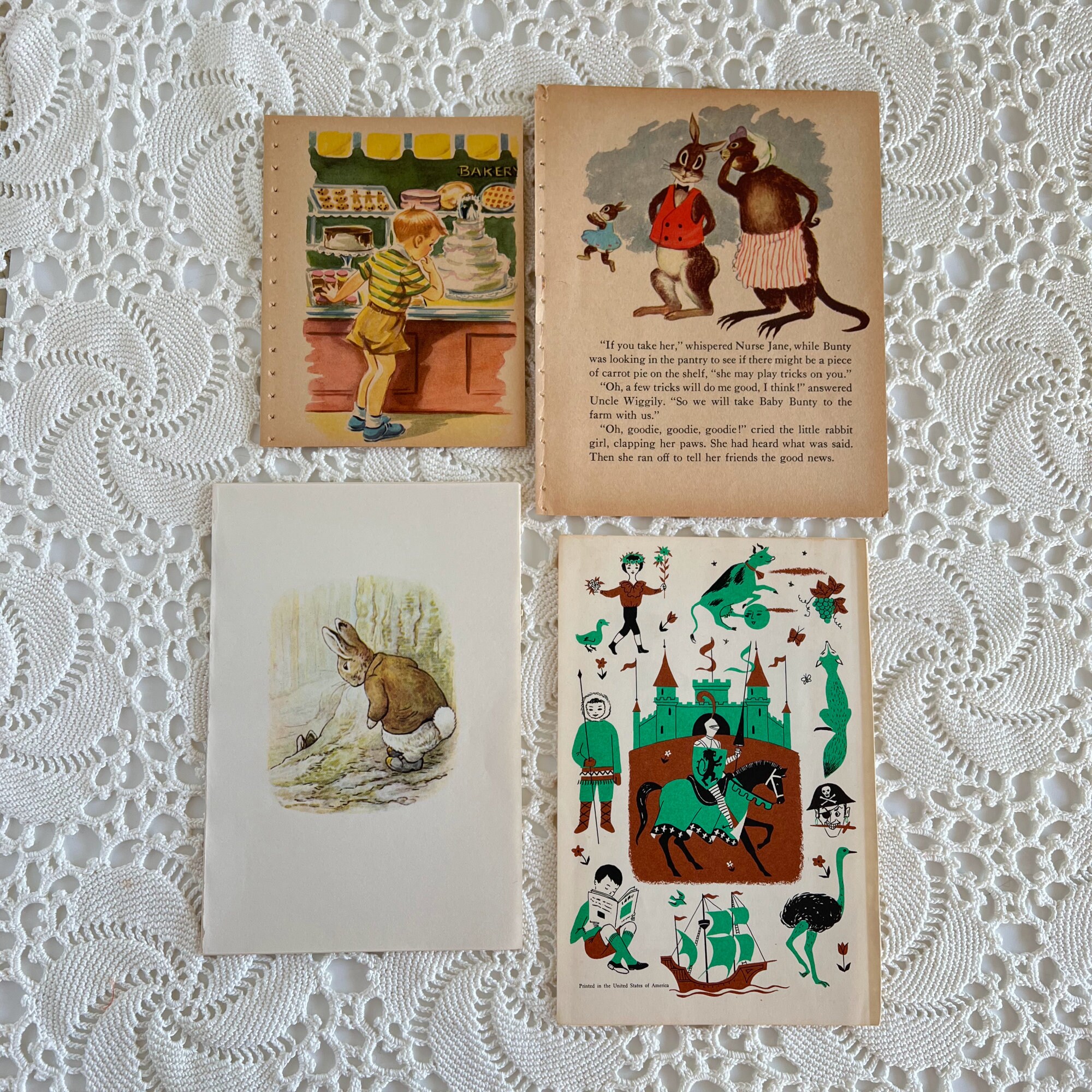 古本　むかし話 & ライター Vintage Illustrated Children's Book Pages, Children's Book