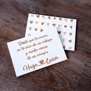 Tarjeta de madera corazones, San Valentín, cumpleaños, regalos de aniversario, enamorados, regalo personalizado, regalo para mujer, hombre