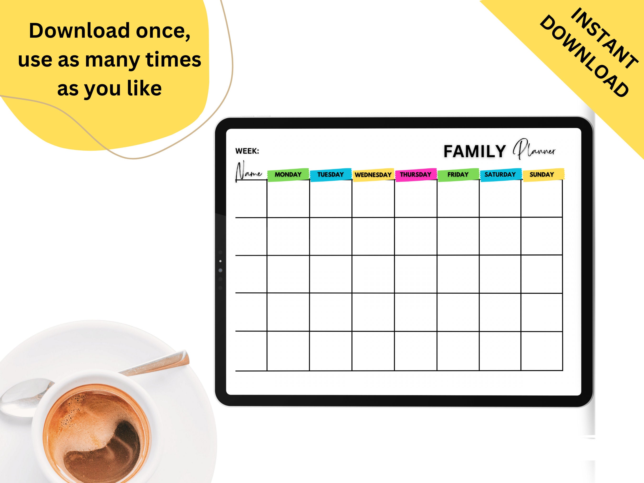 Weekly Family Planner, Printable Daily Schedule, Student Chore Chart ...