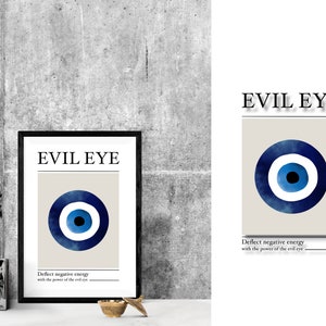 Poster stampabile Evil Eye, poster della mostra digitale, simbolo di protezione, tendenza adolescenziale, poster nazar, occhio turco, malocchio blu greco