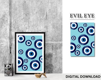 Blue Evil Eye Poster: Spiritual Wall Art (Digital Download)