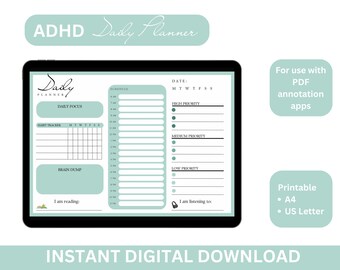 ADHD Daily Planner: Focus & Brain Dump Organizer (PDF)