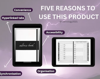 Digital Address Book: Hyperlinked Tabs, GoodNotes Planner (PDF)