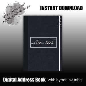 Address book digital planner, GoodNotes Contact Book, Birthday tracker, Christmas Planner, Digital planner with hyperlinked tabs, Phone book