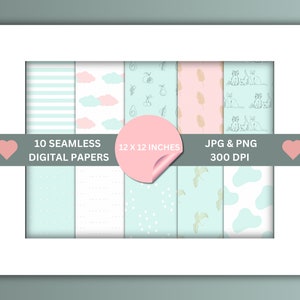 Seamless Pattern Digital Paper: Pastel Scrapbook Backgrounds (Digital Download)
