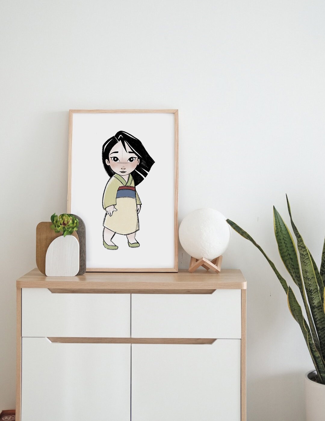 Baby Princess Mulan Art Print Mulan Art for Girls Nursery, Hand Drawn ...