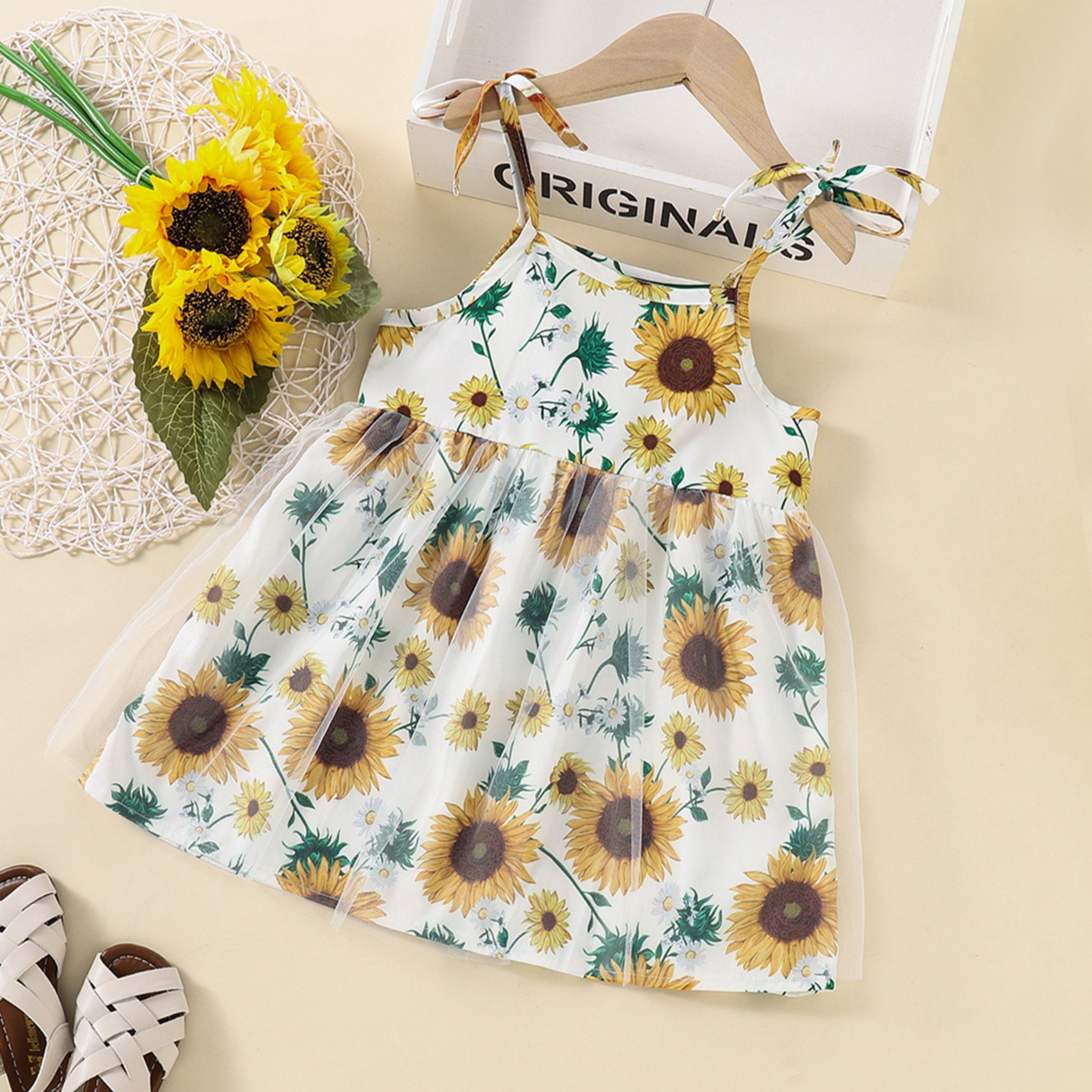 yiquanquan Toddler Kid Baby Girls Lace Tops T-Shirt Sunflower Mini Skirt Dress Sundress Outfit Set 2Pcs 