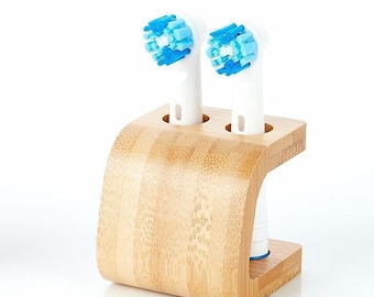 Elektrischer Zahnbürstenkopfhalter aus Bambus – Halter für 2 oder 4 Zahnbürstenköpfe – umweltfreundlich, plastikfrei – Badezimmerzubehör für Zahnbürstenköpfe