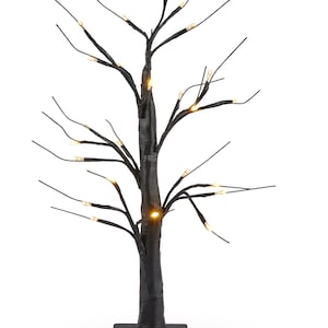 Black LED Mini Birch Tree: Goth Halloween Decoration (60cm)