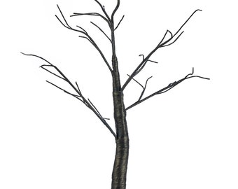 Zwarte mini-berkenboom | 60 cm Gotische Halloween-decoratie | Alternatieve herfstdecoratie | Halloween-boom voor binnen | Gotische seizoensdecoratie voor thuis