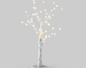 Easter Light Up Tree | Mini Birch Easter Tree | LED Birch Tree | White Mini Birch | USB/Battery Operated | 60cm Tall | Mini Light Tree