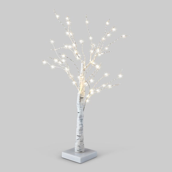 Easter Light Up Tree | Mini Birch Easter Tree | LED Birch Tree | White Mini Birch | USB/Battery Operated | 60cm Tall | Mini Light Tree