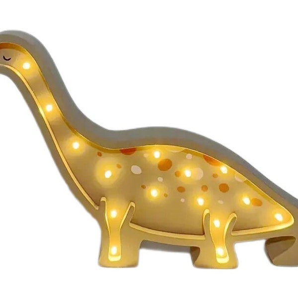 Luz infantil con batería de dinosaurio de madera para dormitorio / Luz nocturna para niños / Luz de dinosaurio del dormitorio para niños / Luz de madera *SEGUNDOS*