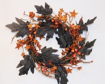 Halloween Front Door Wreath | Spooky Door Garland |Black and Orange Porch Door Décor | Halloween Décor | Shooting Star Decorative Wreath