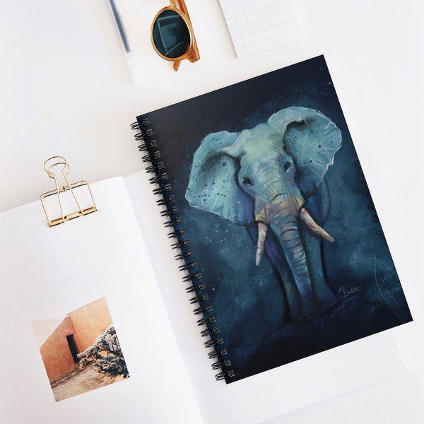 Elephant Spiral Notebook, Ruled Line Notebook, School Notebook, Elephant Journal, Elephant Note Pad, Elephant Lover Gift