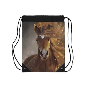 Horse Drawstring Bag, Horse Backpack, Horse Book Bag, Horse Travel Bag, Small Gym Bag, Lightweight Backpack, Horse Lover Gift