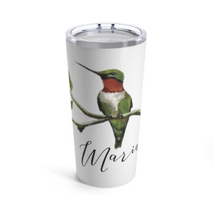 Personalized Hummingbird Tumbler 20oz, Hummingbird Travel Mug, Hummingbird Coffee Cup, Hummingbird Lover Gift.  Teacher Gift Idea