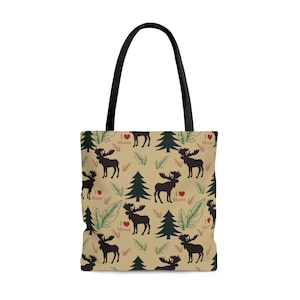 Large Moose Print Tote Bag, Large Beach Bag, Durable Book Bag, Work Bag, Travel Bag,  Great Moose Lover Gift