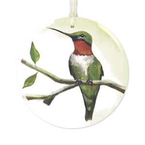 Hummingbird Glass Ornament, Christmas Tree Ornament, Glass Window Ornament, Spirit Animal, Hummingbird Lover Gift, Teacher Gift