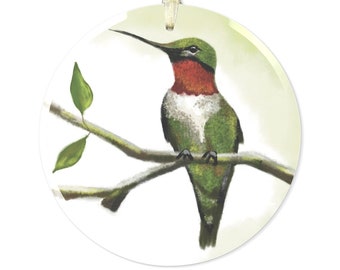 Adorno de cristal de colibrí: Colibrí de garganta roja rubí, regalo espiritual