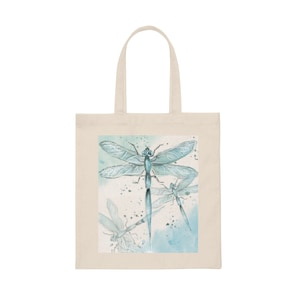 Dragonfly Canvas Tote Bag, Canvas Book Bag, Canvas Grocery Bag, Dragonfly Lover Gift, Teacher Gift
