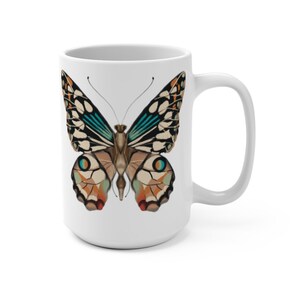 Butterfly Mug, Mug 15oz, Ceramic Coffee Mug, Hot Beverage Mug, Butterfly Lover Mug, Butterfly Lover Gift Idea