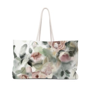 Ready To Ship Beautiful Floral Weekender Tote Overnight Canvas Shoulder Bag