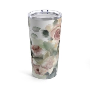 Floral Tumbler 20oz, Insulated Stainless Steel, Travel Mug, Floral Watercolor Travel Mug, Durable Tumbler, Gift For Her