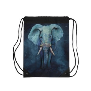 Bolsa con cordón de elefante, Mochila de elefante, Bolsa de gimnasio pequeña, Bolsa de playa, Bolsa de libros, Bolso de mano de elefante, Regalo para amantes de los elefantes