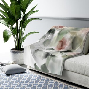 Large Floral Fleece Blanket, Sherpa Fleece Throw, Rose Print Fleece Blanket, Soft Fleece Blanket, Warm Outdoor Blanket