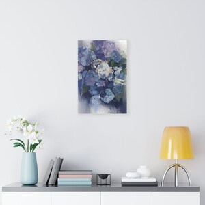 Floral Wall Art, Hydrangea Watercolor Canvas Wall Art, Bright Bold Abstract Floral Wall Art, Hydrangea Wall Art, Large Canvas Painting