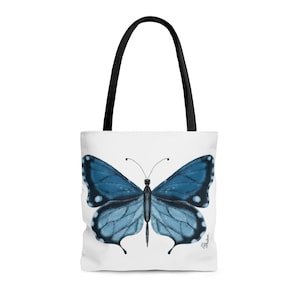 Butterfly Tote Bag, Blue Butterfly Book Bag, Travel Bag, Shoulder Tote, Durable Tote Bag, Grocery Tote, Beach Bag, Butterfly Lover Tote