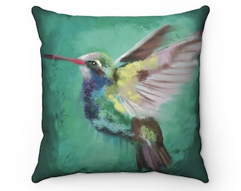 Cojín decorativo con diseño de colibrí: impresión a doble cara
