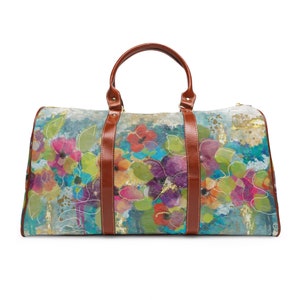 Florale wasserdichte Reisetasche, extra große Reisetasche, Reisetasche, wasserdichtes Gepäck, Übernachttasche, abstraktes Florales Design, Tolle Geschenkidee