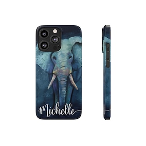 Blue Elephant iPhone Case, Personalized iPhone Cases, Barely There Phone Cases, Durable Slim iPhone Case, Elephant Lover Phone Case