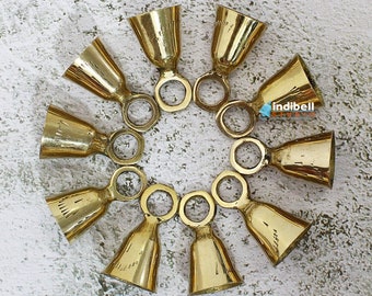 12 Small Brass Bells for Wind Chimes, Christmas Hanging Bells Ornaments, Altar Bells, Handmade Wedding Decor Bells