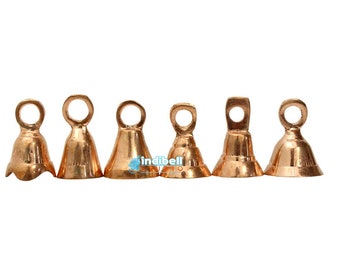 12 Assorted Rose Gold Small Brass Bells, Copper Craft supplies, Sarna Bells, Christmas Holiday Decoration Bells
