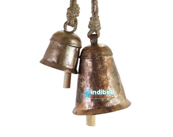 Outdoor Garden Wind Chime Cow Bells, Backyard Tree Hanging Copper Bells, Harmony Noah Rustic Decor Bells