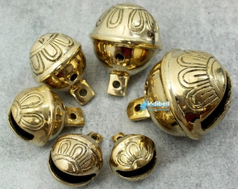 6 grandi campanelli natalizi sonagli in ottone a forma di slitta, campanelli in ottone massiccio di qualità, altezza 35, 40, 45, 50, 55, 65 mm