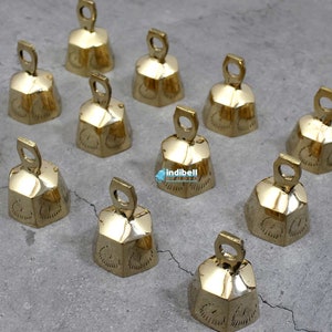 Holiday Altar Decor Hanging Brass Bells, 6 PC, Handmade Temple Bells, Cleansing and Wedding Ritual bells