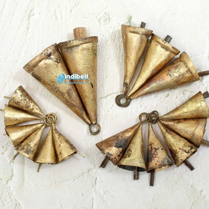 Rustic Cone Bells for windchimes witchy decor garland door hanger making, garden backyard decor DIY Craft Triangular Cow Bells