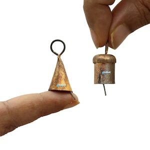 50 Small Mini RUSTIC COW bells Wind Chimes Garden Bells, Tiny Cone Bells, Miniature Mug Bell