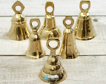Campanas grandes de latón para decoración de altar, juego de 6, aproximadamente 3 pulgadas de alto