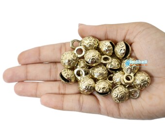 Craft Beads Mini Jingle Bells Pet Charm, Tiny Small Brass Metal Round Bells Beads, 1 inch