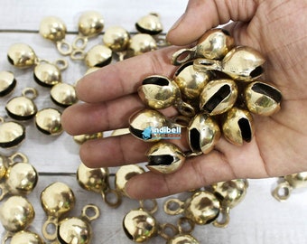 20 Vintage brass Sleigh Pet bells - 1.5" small Indian brass Ghungroo jingle bells for decor