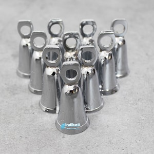 10 Chrom Silber Glocken für Windspiele DIY Dekor, indische Vintage Sarna Messingglocken, Weihnachtsdekoration Ornamente Glocken