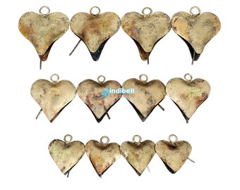 Set rustieke harten bel bruiloft decor retour geschenken gunsten, groot medium kleine hangende gezwollen harten appartement buiten tuindecoratie