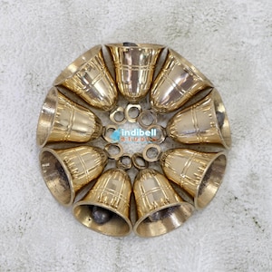 Vintage Style Brass Temple Bells, Indian Pooja Mandir Home Decor Bells, Large Hanging Decorative Gold Craft Bell Ornaments