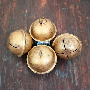 4 L Farmhouse Santa Rustic Jingle Bells, Country Christmas Wreath Mantel Front Door Decor, Door Hanging Bells, Housewarming Xmas Gifts