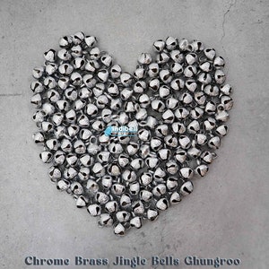 Silver Brass Craft Jingle Sleigh Bells, Indian Ghungroo Bells Beads, Dog Cat Pet Charms & Bells